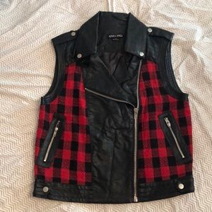 Buffalo plaid faux leather vest never worn